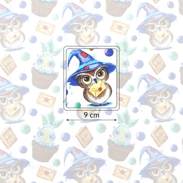 Бавовняна тканина - Сови на гілці, білий