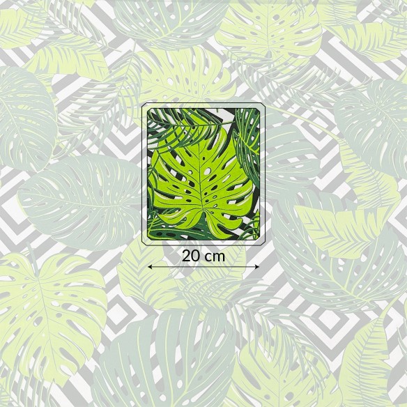Бавовняна тканина - Monstera jungle на зигзагу
