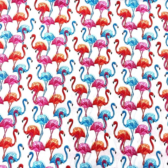 Tkanina bawełniana - Flamingi niebieskie różowe i łososiowe