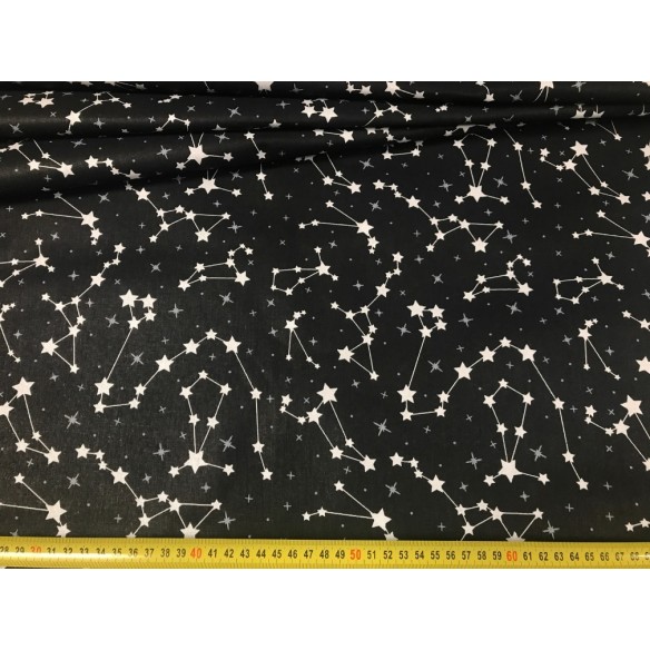 Бавовняна тканина - Небесні зірки на чорному