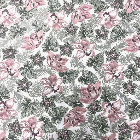 Бавовняна тканина - Рожева квітка клематиса