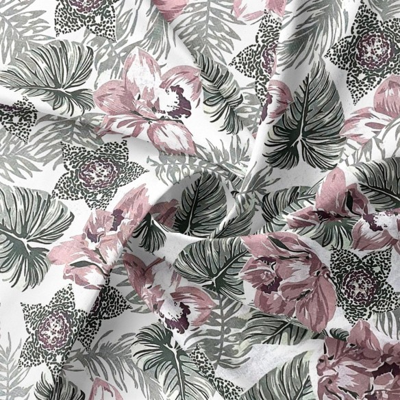 Бавовняна тканина - Рожева квітка клематиса