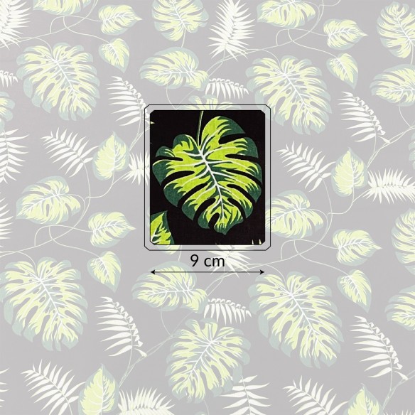 Бавовняна тканина - монстера міні зелена на чорному