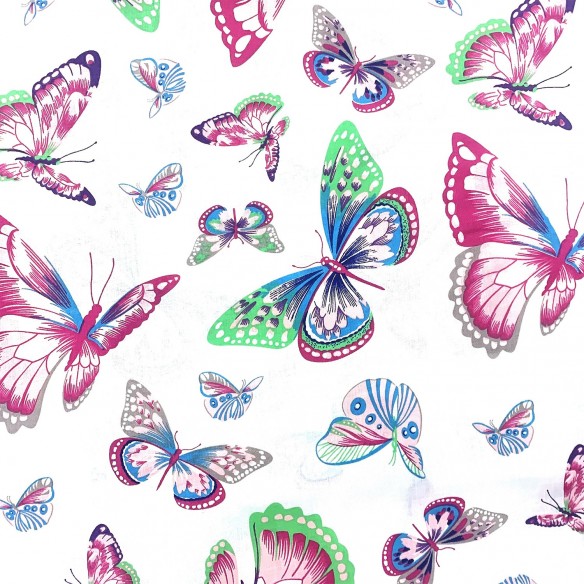 Tkanina bawełniana - Wielokolorowe motylki pastelowe