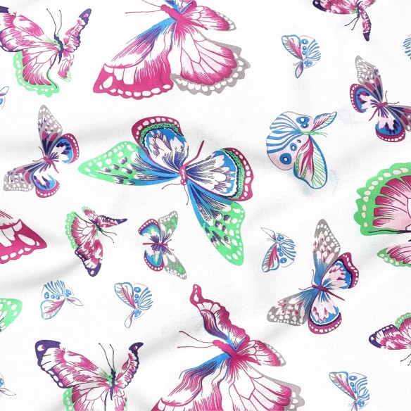 Tkanina bawełniana - Wielokolorowe motylki pastelowe