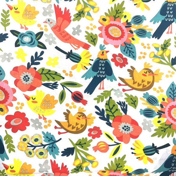 Бавовняна тканина - курячий фольклор на білому тлі