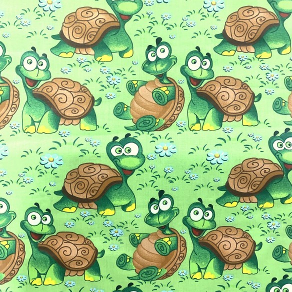 Tkanina bawełniana - Żółwie na zielonym