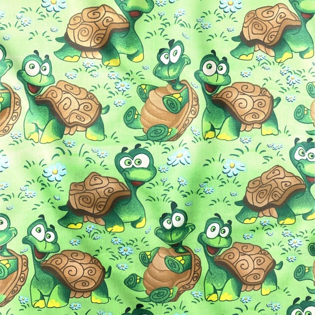 Бавовняна тканина - Черепахи на зеленому