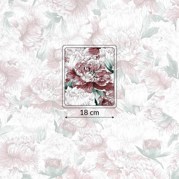 Бавовняна тканина - бордові півонії