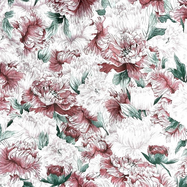 Бавовняна тканина - бордові півонії