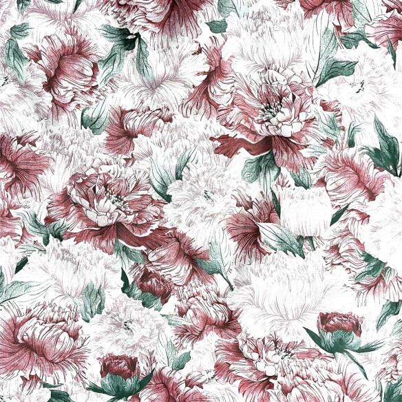 Бавовняна тканина - бордові півонії