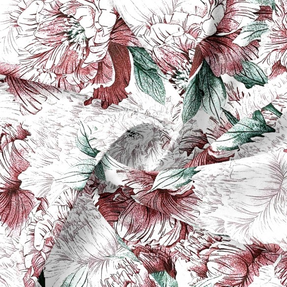 Бавовняна тканина - бордові півонії