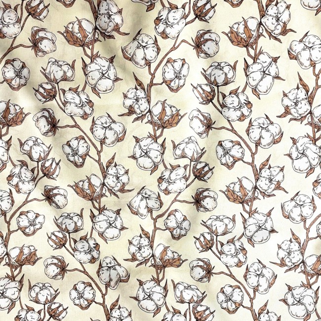 Tkanina bawełniana - Kwiat bawełny ecru
