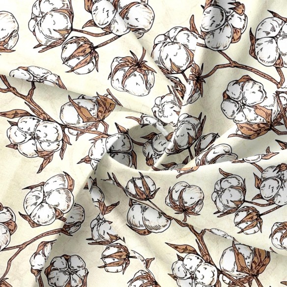Tkanina bawełniana - Kwiat bawełny ecru
