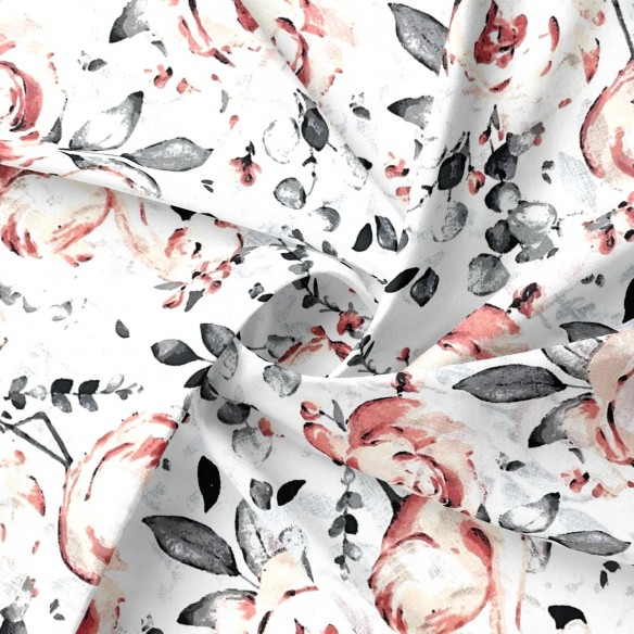 Бавовняна тканина - фламінго та троянди