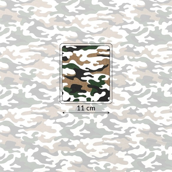 Tkanina bawełniana - Wzór wojskowy moro małe brązowe