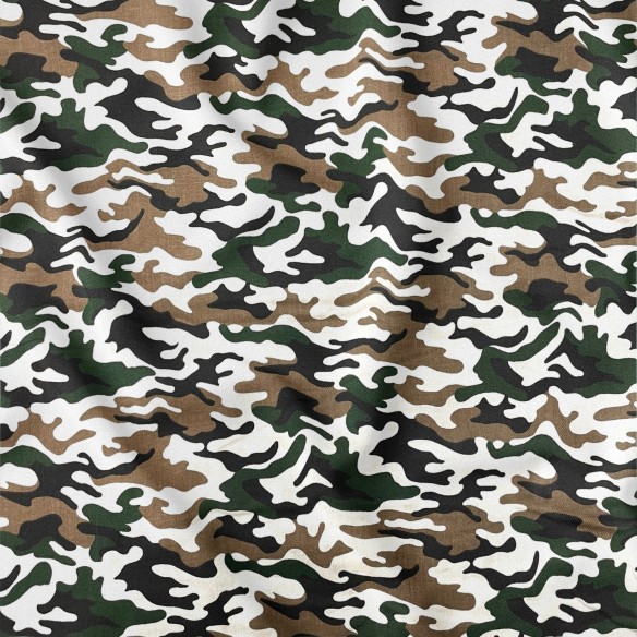 Tkanina bawełniana - Wzór wojskowy moro małe brązowe