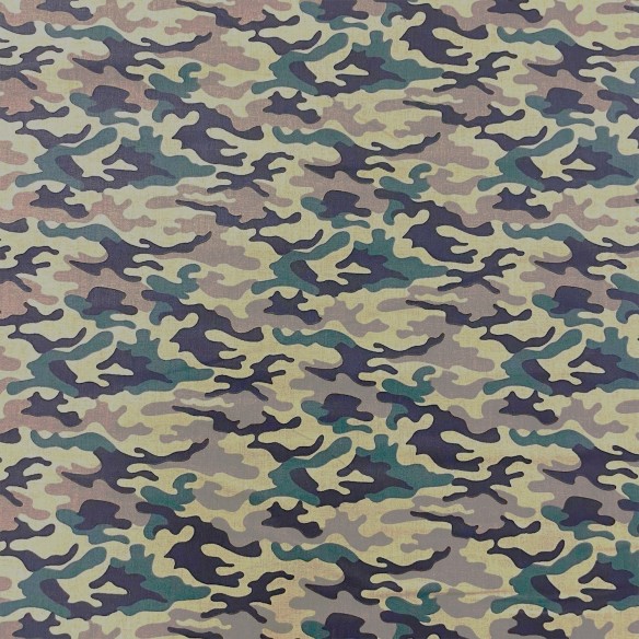 Tkanina bawełniana - Wzór wojskowy moro zielono brązowe
