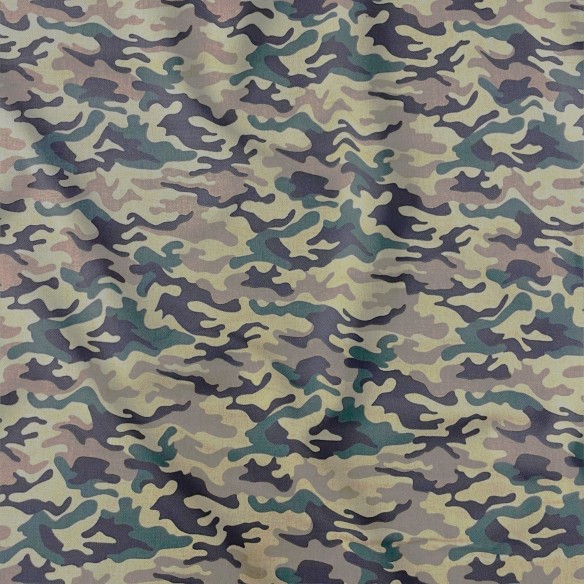 Tkanina bawełniana - Wzór wojskowy moro zielono brązowe