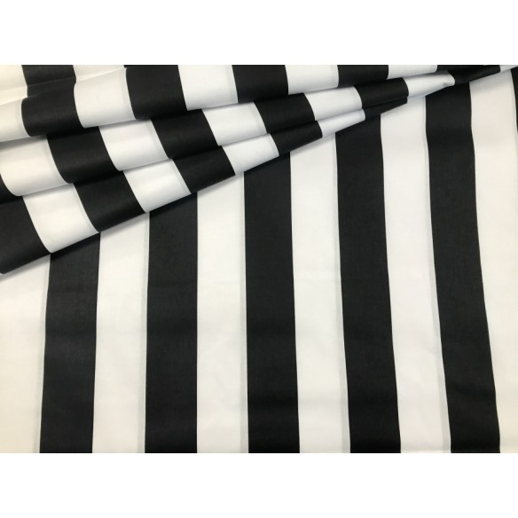 Tkanina bawełniana - Pasy czarno białe grube