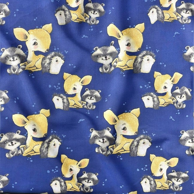 Бавовняна тканина - Палевий єнот і їжак на гранаті