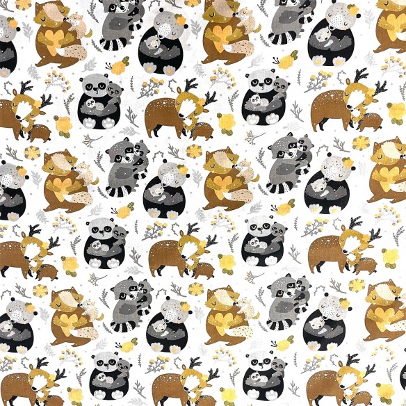 Бавовняна тканина - єноти в лісі