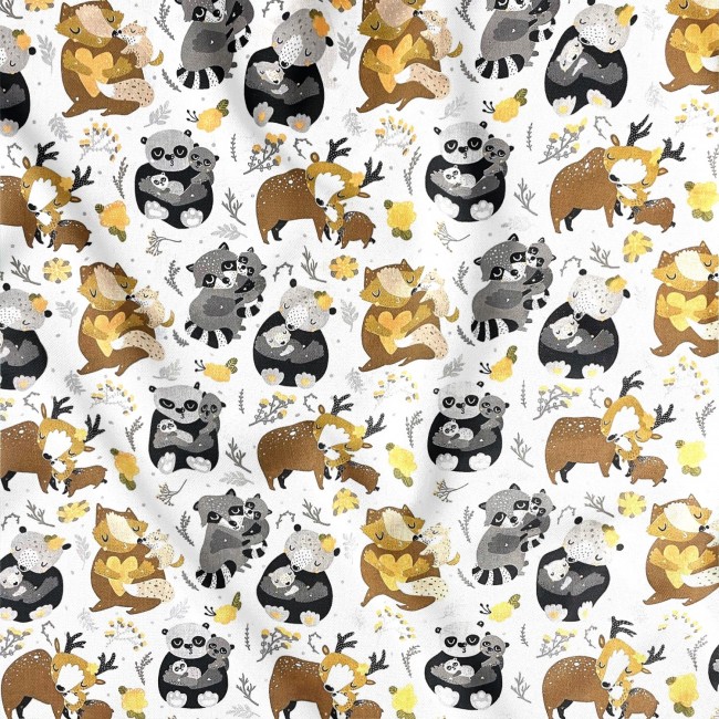 Бавовняна тканина - єноти в лісі