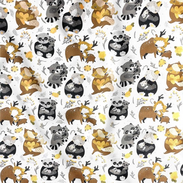 Бавовняна тканина - єноти в лісі