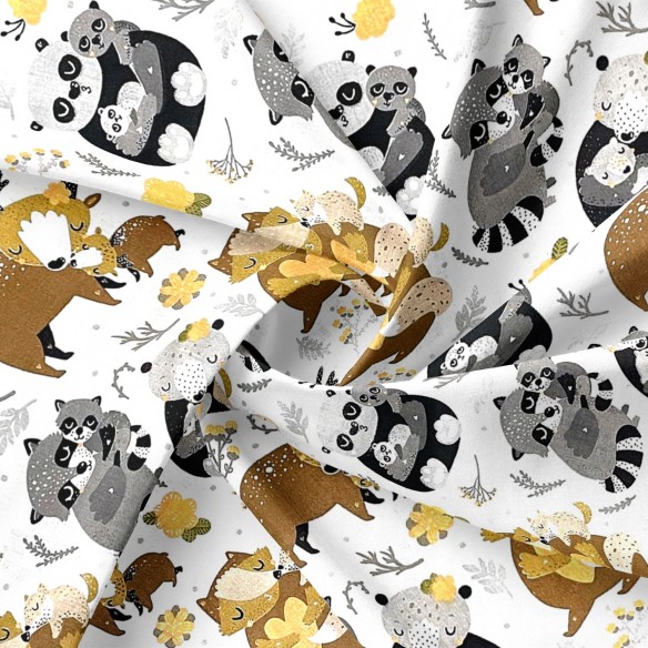 Бавовняна тканина - єноти в лісі