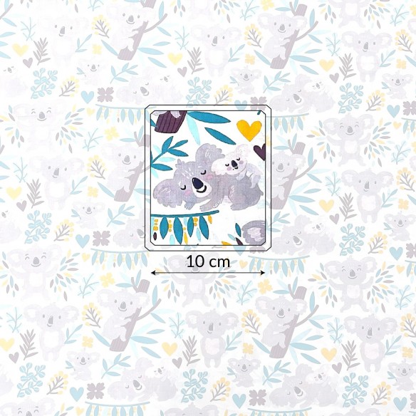 Tkanina bawełniana - Koala na drzewie pastelowa