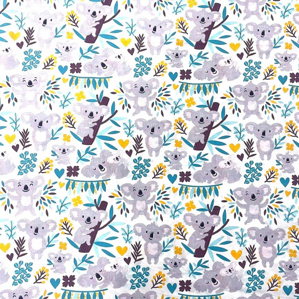 Tkanina bawełniana - Koala na drzewie pastelowa