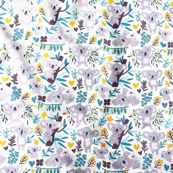 Тканина бавовняна - Коала на дереві, пастель