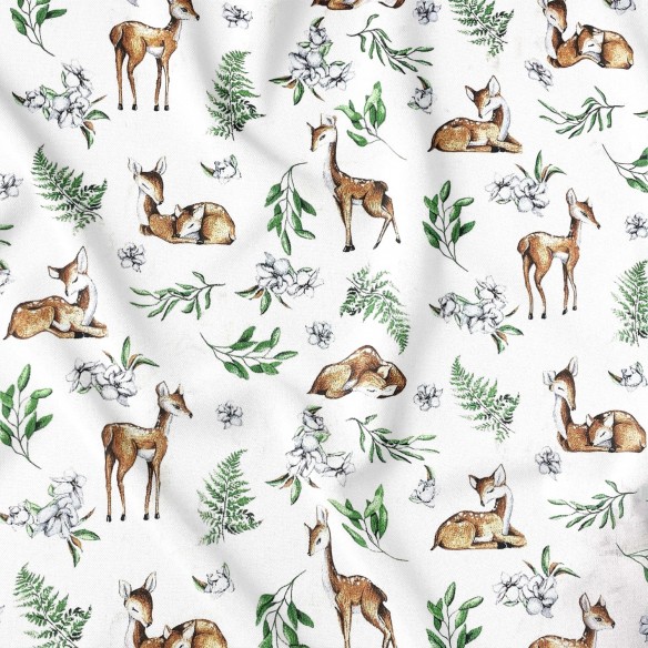 Tkanina bawełniana - Leśne zwierzęta sarna