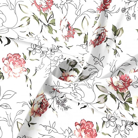 Бавовняна тканина - Чарівний сад, біла