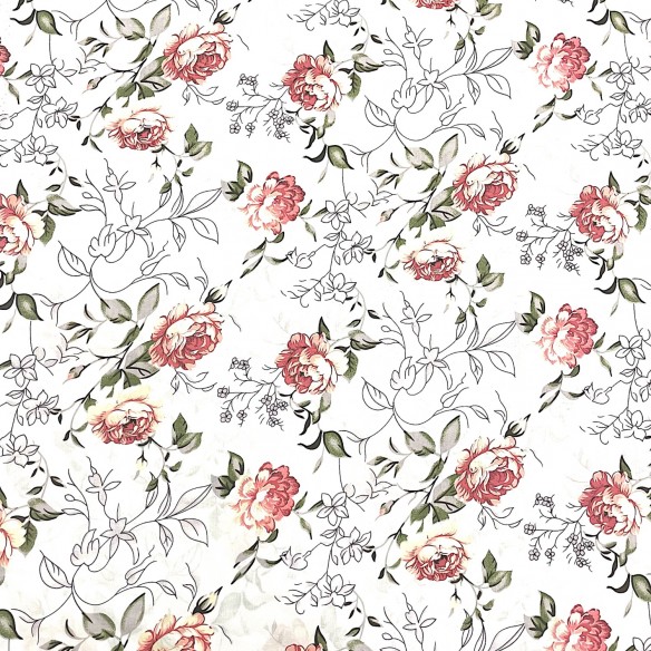 Бавовняна тканина - Чарівний сад, біла