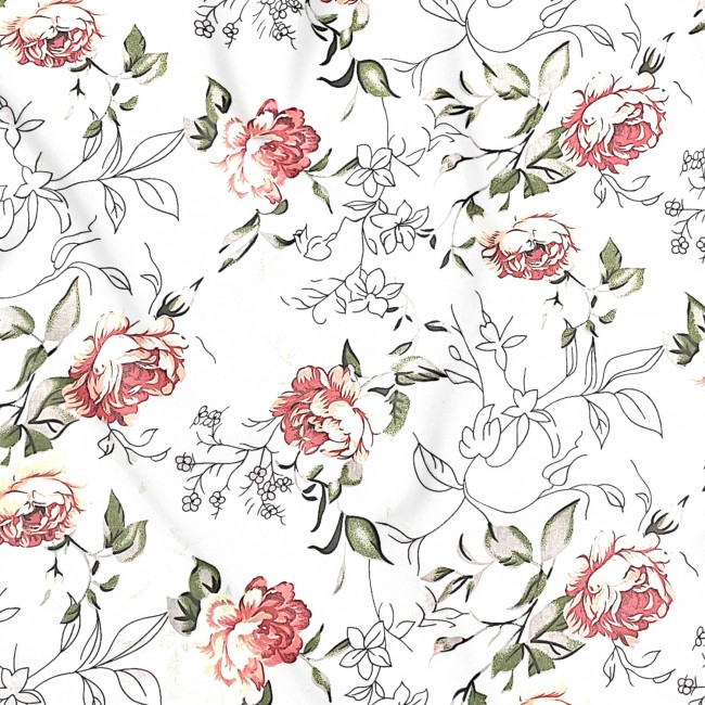 Бавовняна тканина - Чарівний сад, біла