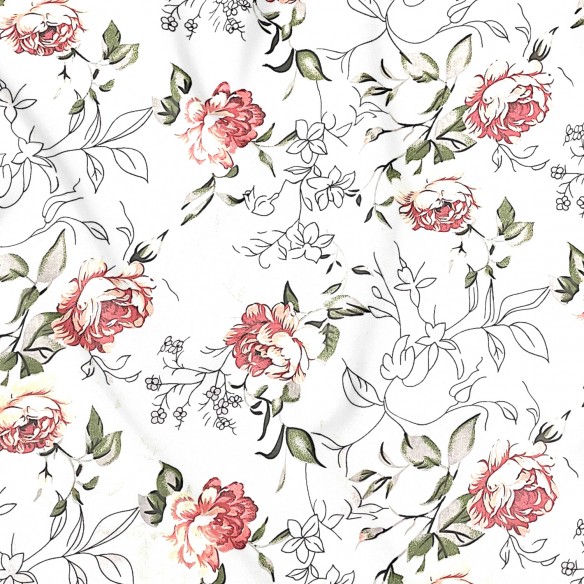 Бавовняна тканина - Чарівний сад, біла