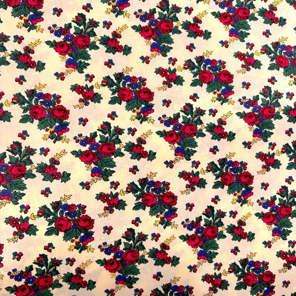 Tkanina bawełniana - Kwiaty góralskie beż