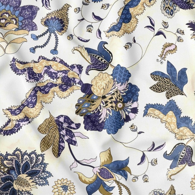 Tkanina bawełniana - Wzór orientalny złoto niebieski