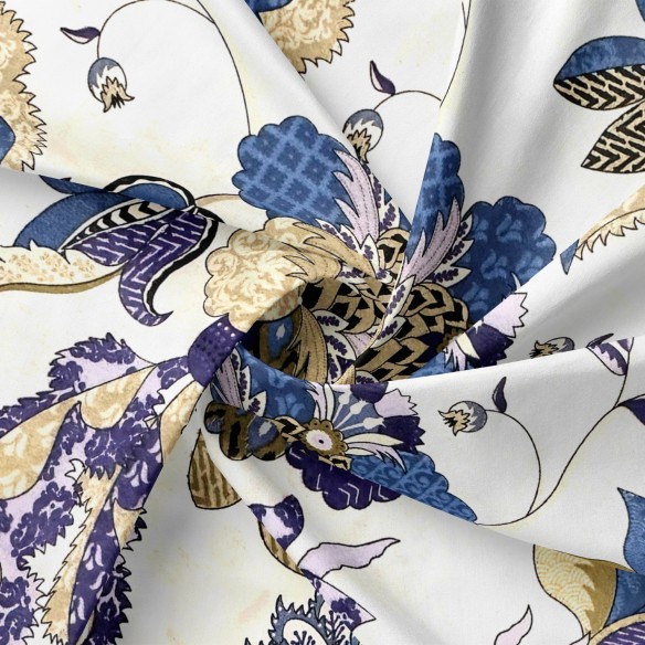 Бавовняна тканина - східний візерунок, золото і синій