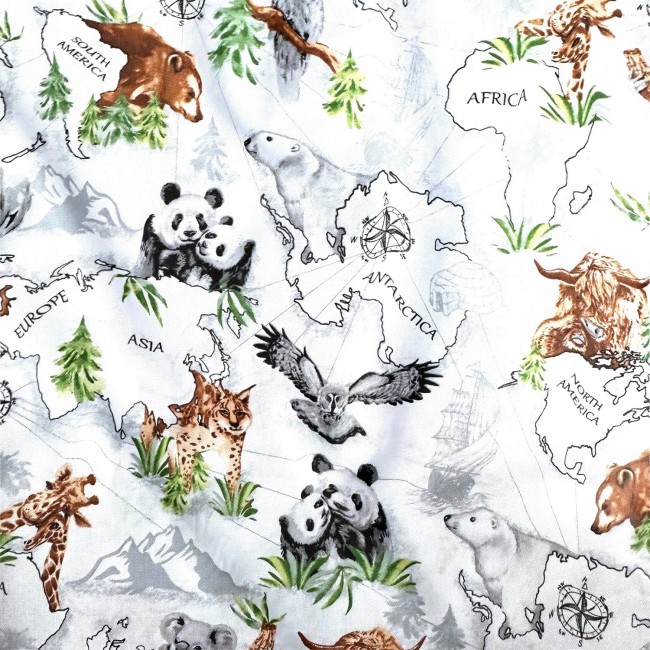 Бавовняна тканина - Карти та тварини