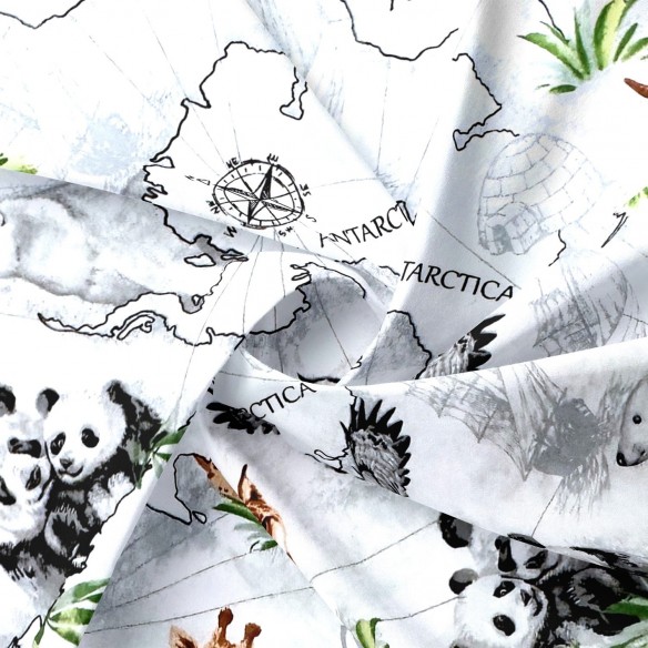 Tkanina bawełniana - Mapa i zwierzęta