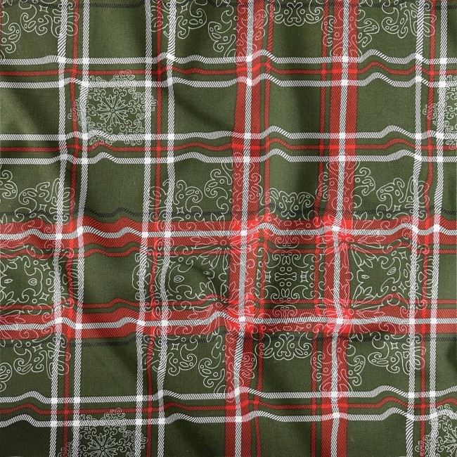 Tkanina bawełniana - Świąteczna kratka zielono czerwona