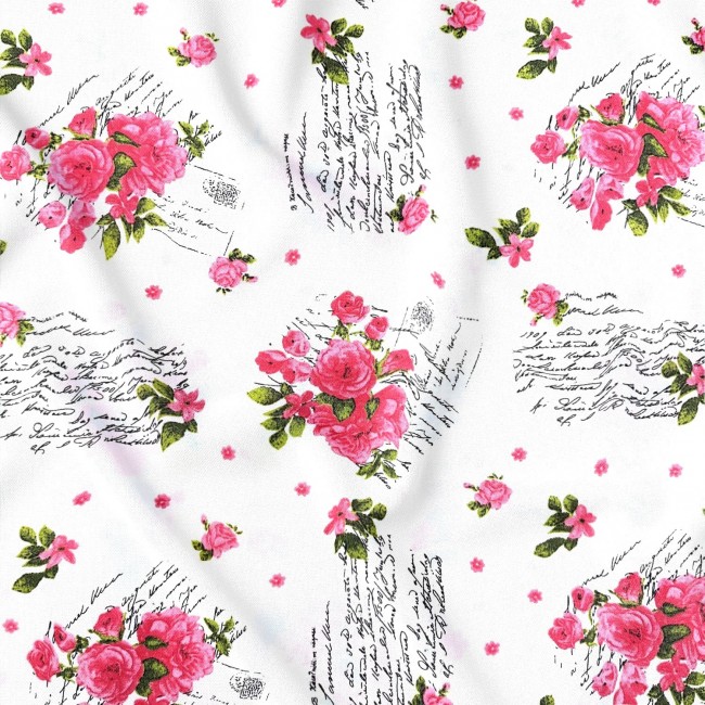 Бавовняна тканина - кактуси і квіти на білому