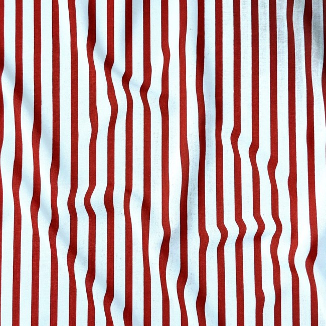 Tkanina bawełniana - Paski czerwone 5 mm