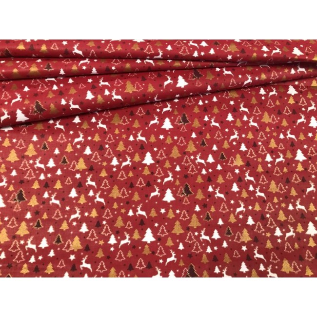 Бавовняна тканина - ялинки та червоний північний олень