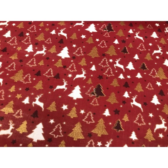 Бавовняна тканина - ялинки та червоний північний олень