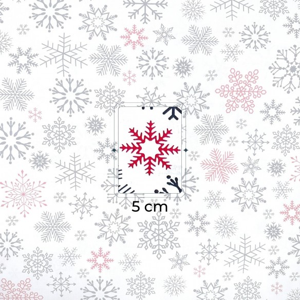 Tkanina bawełniana - Świąteczne śnieżynki czerwono czarne