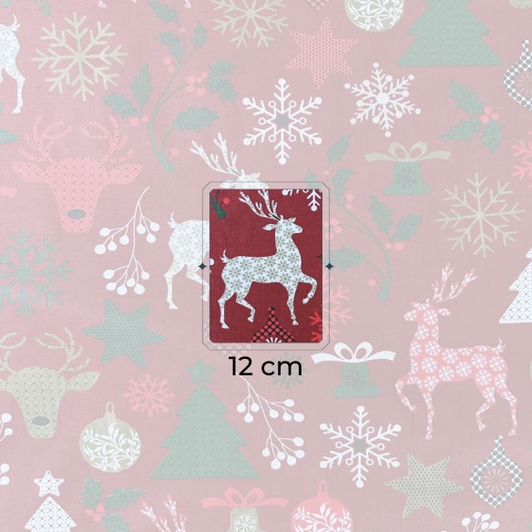 Tkanina bawełniana - Świąteczny MIX na czerwonym tle