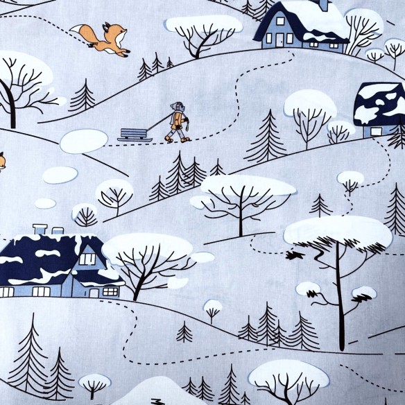 Бавовняна тканина - Різдвяне зимове село